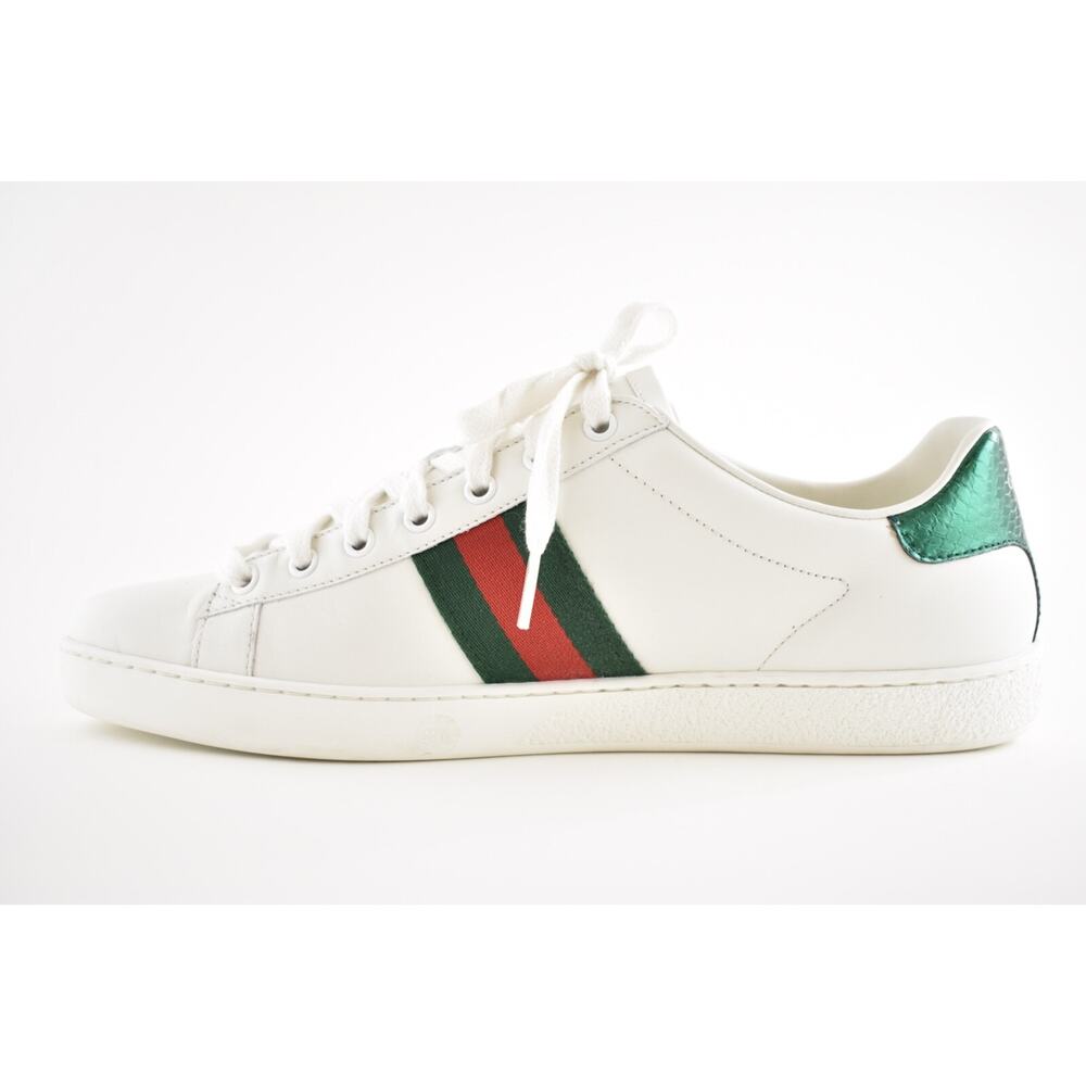 Gucci New Ace White Leather Red Heart Dagger Sword GG Flat Trainer Sneaker 41.5 - Picture 9 of 12